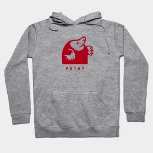 Small chonky mole with round body. Minimal design in red ink Hoodie